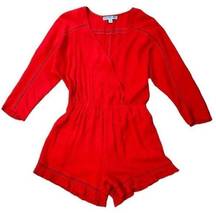 Dina Be by Franchesca’s Women’s Red Short 3/4 Sleeve Ruffle Romper Size Medium