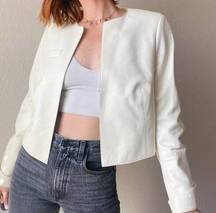 Akris Lamb Nappa Cropped White Leather Jacket