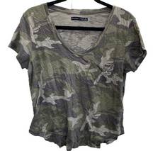 Abercrombie & Fitch  Shirt Womens Small Green Camo V-Neck Short Sleeve Tee