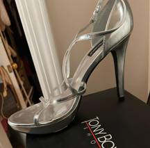 Silver Strappy Heels