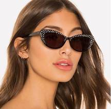 MyMyMy Black Rhinestone Franky Cat-Eye Acetate Sunglasses New In Box