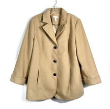 Chicos Womens Camel Plush Button Front Lapel Collar Neutral Tan Jacket Coat L 2