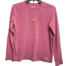 Life is Good  Women’s S Pink Long Sleeve Hooded sweatshirt Pink Crewneck Pullover