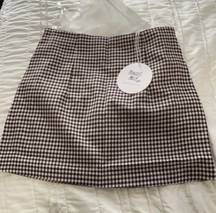 Princess Polly Brown and White Checkered Skirt