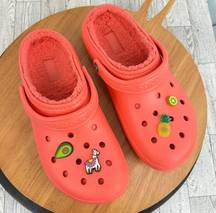 Crocs  Classic Faux Fur Lined Clog Sandals Creamsicle Orange  Mens 9 Womens 11