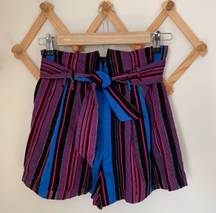 Striped Tie Waist Shorts