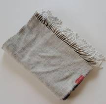 Kuna Ecru & Gray Baby Alpaca Fringe Scarf 12x64