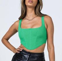 Princess Polly [] Kelly Green Cotton Rib knit Bone-in Bustier Crop Top