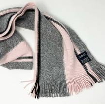 Drake’s London Lambswool Angora Stripes Scarf Pink Gray