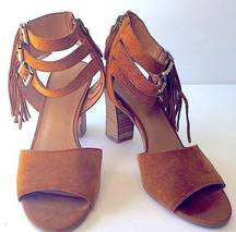 FRANCO SARTO chunky suede box heels with tassels