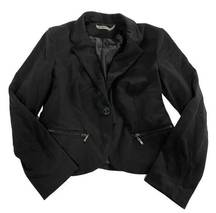 Gibson Jacket Womens Large Black Single Button Zip Pocket Blazer Career Poly