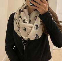 NWT  Cream Infinity Scarf with Skull Graphics