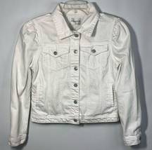 Vigoss white long sleeve, jean denim jacket, size medium ￼