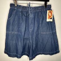 Women's Blue Denim Elastic Waist Shorts Size XL NWT