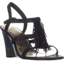 Womens Adrianna Papell Adair Fringe Gladiator Sandals, Black size 8