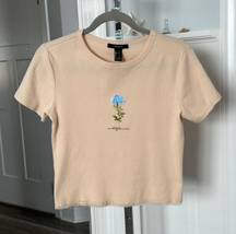 Forever 21 Sz L Adorable Crop Top Tee T-Shirt W Flower Print “Wildflower”
