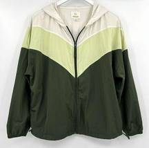 Offline By Aerie Windbreaker Jacket Green Slouchy Hooded Track Zip Women’s Small