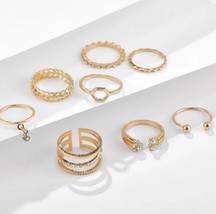 Dainty jewelry 8 piece gold ring set