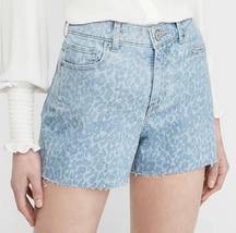 EXPRESS NEW  Leopard Print High Rise Waist MIDI Denim Jean 3” Shorts Women’s 6