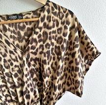 YOINS | Leopard Print Romper Dolman Sleeve with Tie Belt | Size Medium 8/10