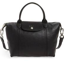 LONGCHAMP Le Pliage Cuir Small Leather Crossbody Bag BLACK