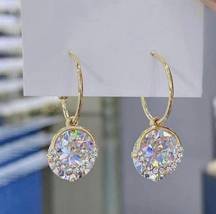 18K Gold Plated Clear Crystal Dangle Drop Earrings for Women