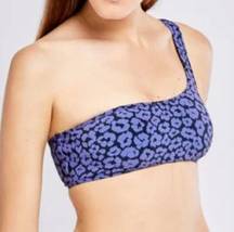 Stella McCartney Leopard Print One Shoulder Bikini Top Blue Size Medium