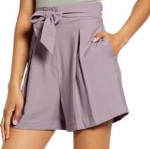 Leith high rise tie belt hammered  shorts