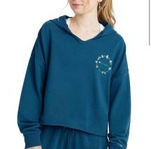 Champion  Hoodie Sweatshirt NWT Embroidered Floral Accent Teal Women’s Size Small