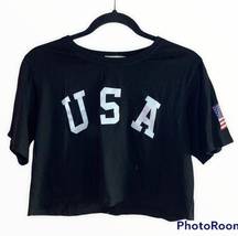 Anna-Kaci Black Cropped USA Tee Shirt