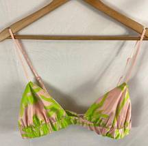 Boutique Satin Crop Tropical Print Bralette Size Large