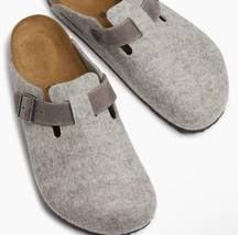 Birkenstock Boston Light Gray Wool Felt Clog Mules