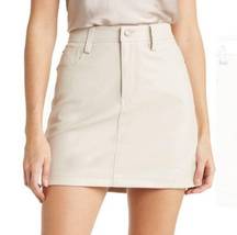 Kensie 5 Pocket Faux Leather Mini Skirt in Alabaster Cream White