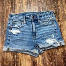 American Eagle  Sz 0 Distressed Cuffed Blue Jean Shorts