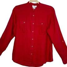 Kate Hill Red Linen Button Up Blouse Size PM