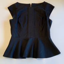 ZOA New York Solid Black Suede Short Sleeve Ruffle Casual Blouse Shirt Top Small