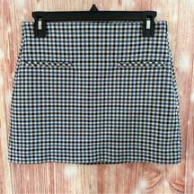 ZARA  Blue Houndstooth Plaid A Line Mini Skirt