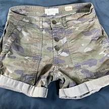 Anthropologie The Wanderer Camo Denim Button Fly Shorts