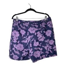 Croft & Barrow Linen Blend Floral Shorts Hawaiian Sz 14 Purple Travel