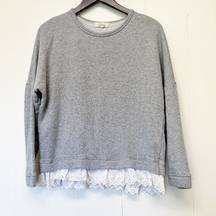 LILI ROSE Gray Lace Sweatshirt Small