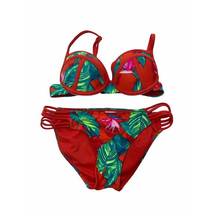 Xhilaration  Women's Red and Green Floral Bikini Set Size Small