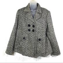 Fenn Wright Manson boucle tweed wool pea coat L