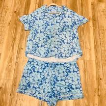 Lauren James floral blue white PJ sleepwear set sz XL