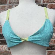 blue and green crisscrossed halter bikini top / L / Excellent condition