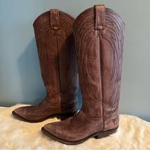 Frye  Brown Leather Billy Pull On Cowboy Boots