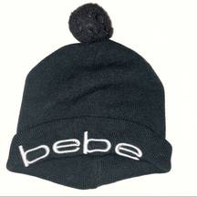 Bebe Black Pom Pom beanie winter hat/cap