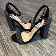 Steve Madden  Carrson Black Crystal Ankle Strap High Heels Size‎ 6