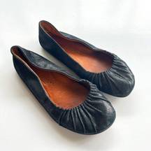 Gentle Souls for Eileen Fisher Metallic‎ Black Leather Bayside Ballet Flats