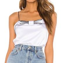 New  Satin Bow Camisole Tank Top White Black