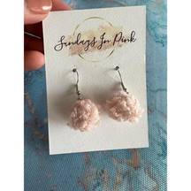 PINK Poof Soft Ball Earrings NEW